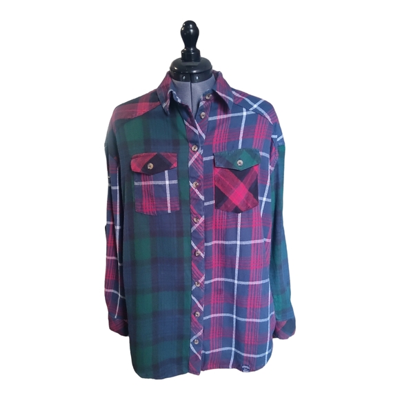 Superdry‎ Bailee Mixed Check Shirt US Size 6 100% Cotton Plaid Flannel Button up - Picture 2 of 13